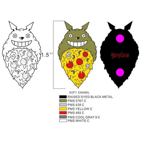 Totoroni Pizza 1.5" Enamel Pin - Picture 3 of 3